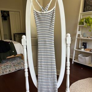 Abercrombie & Fitch Striped Midi Dress - Blue and White